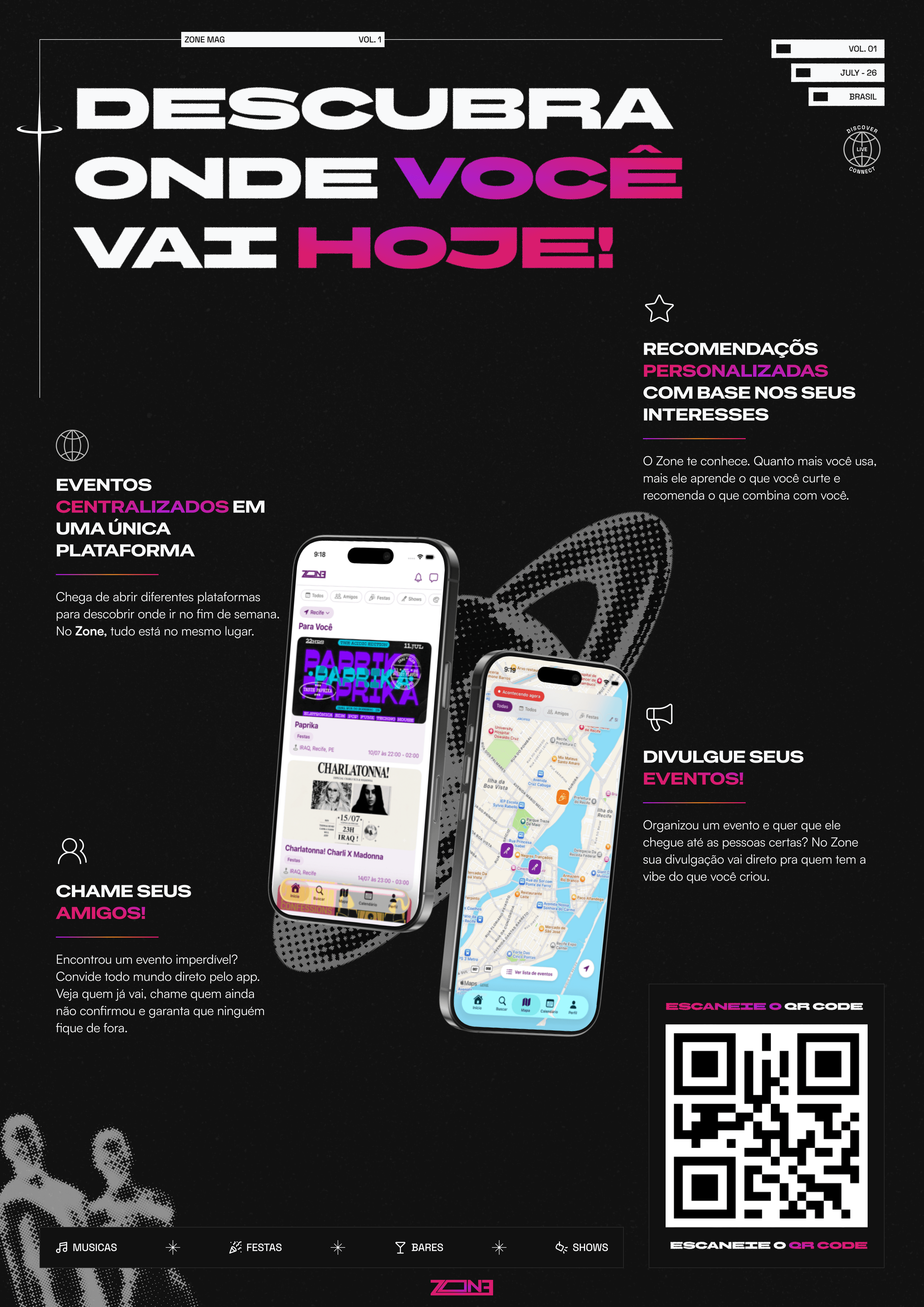 Posters de divulgação do app Zone